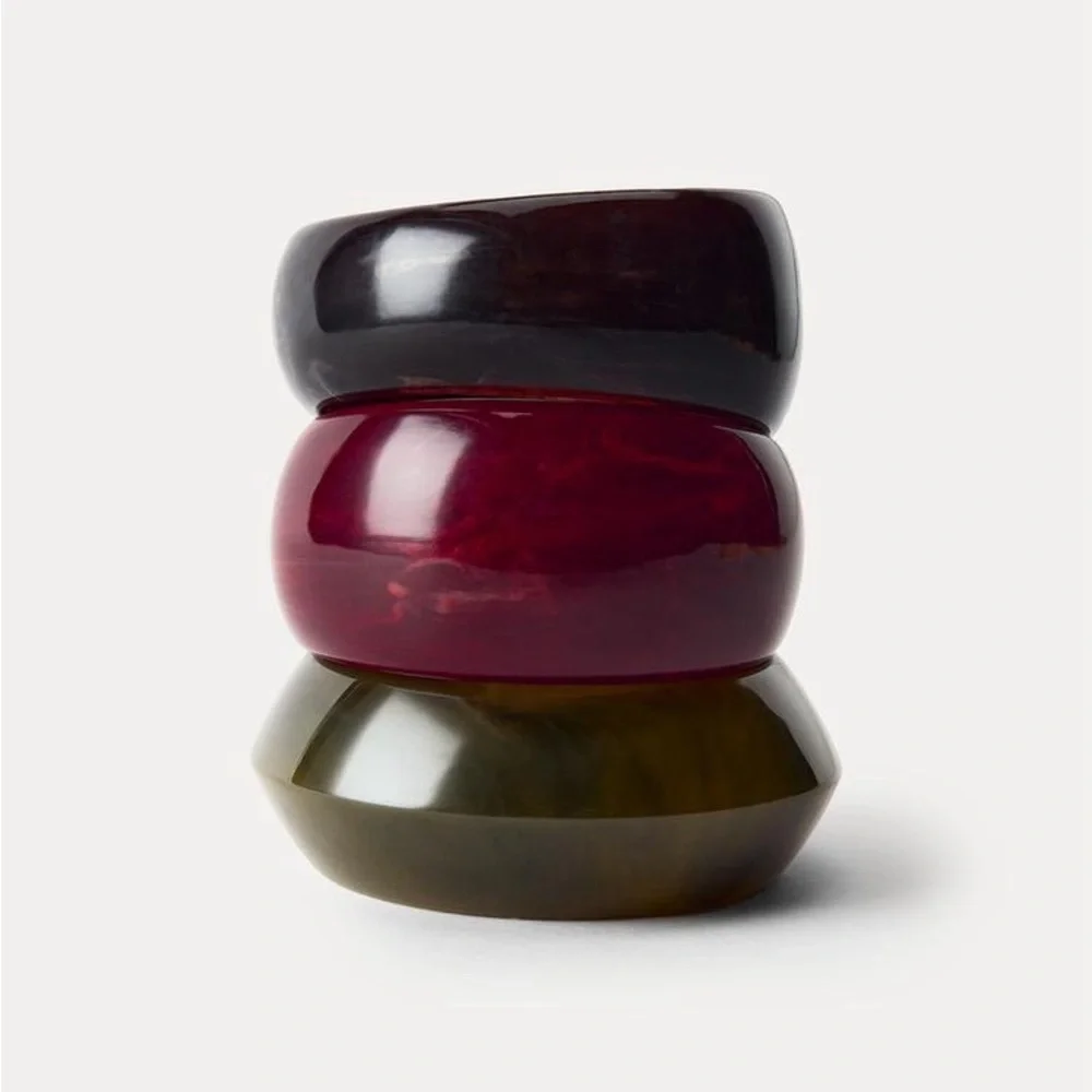 NWOT. Zara Multicolored Pack of Three Rigid Resin Bracelets.